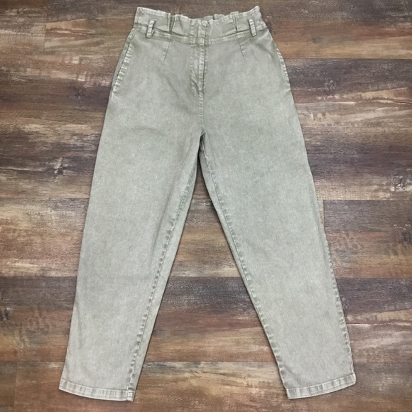 Mustard SEED Green Paper Bag Waist Pants - Picture 1 of 4